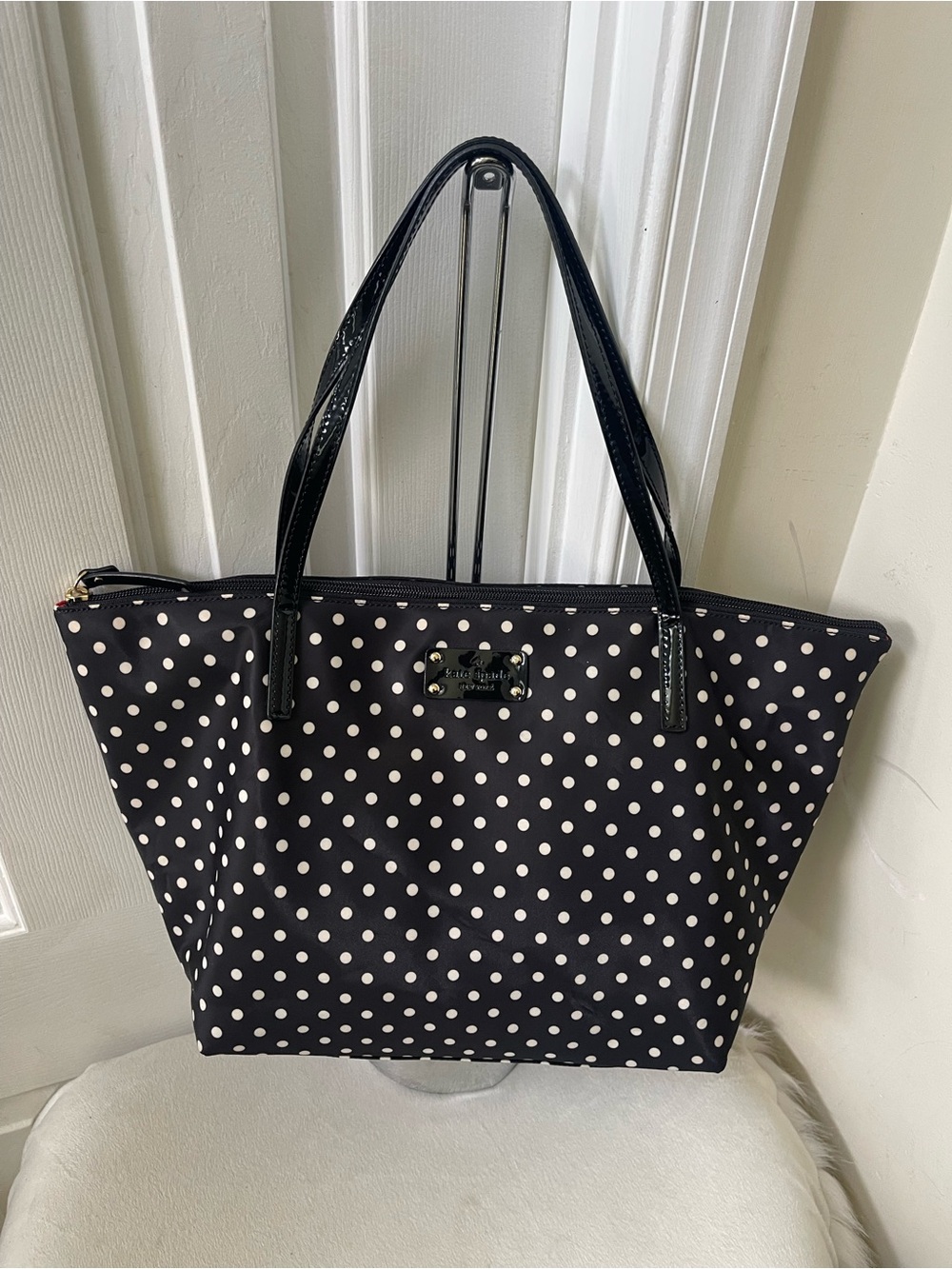 kate spade Black and White Polka Dot Nylon Tote